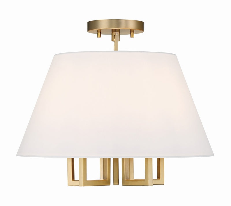 Crystorama 2255-VG_CEILING Five Light Semi Flush Mount, Vibrant Gold