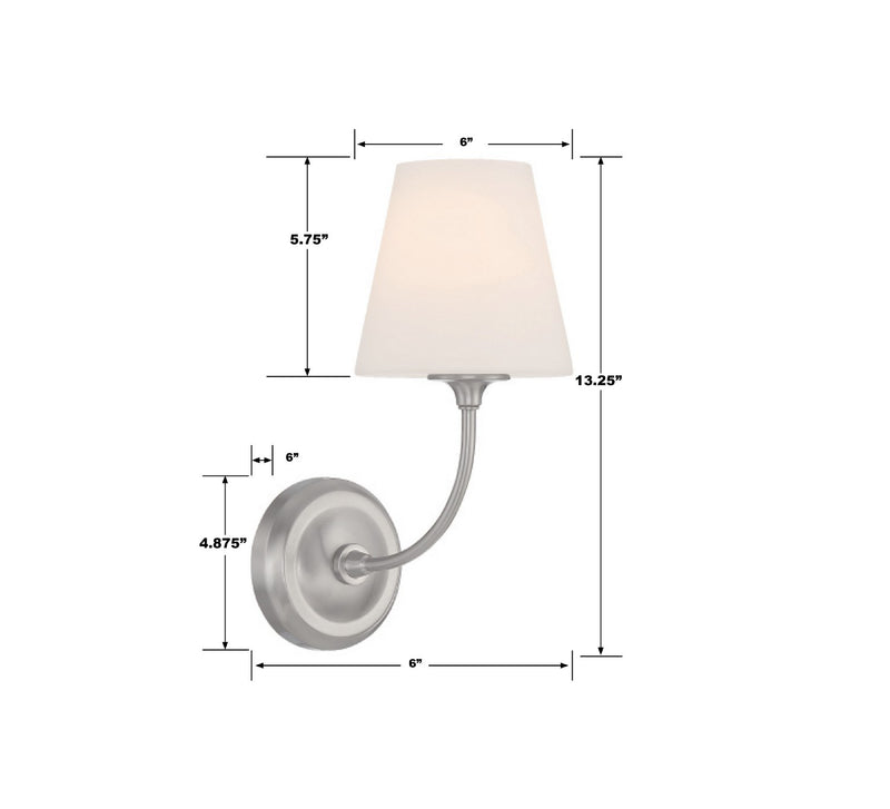 Crystorama 2441-OP-BN One Light Wall Sconce, Brushed Nickel