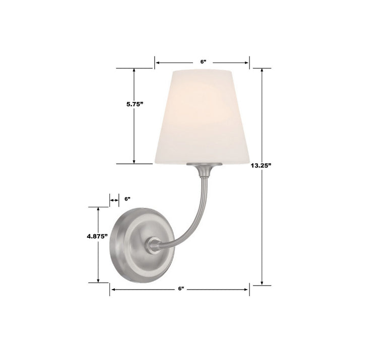 Crystorama 2441-OP-BN One Light Wall Sconce, Brushed Nickel