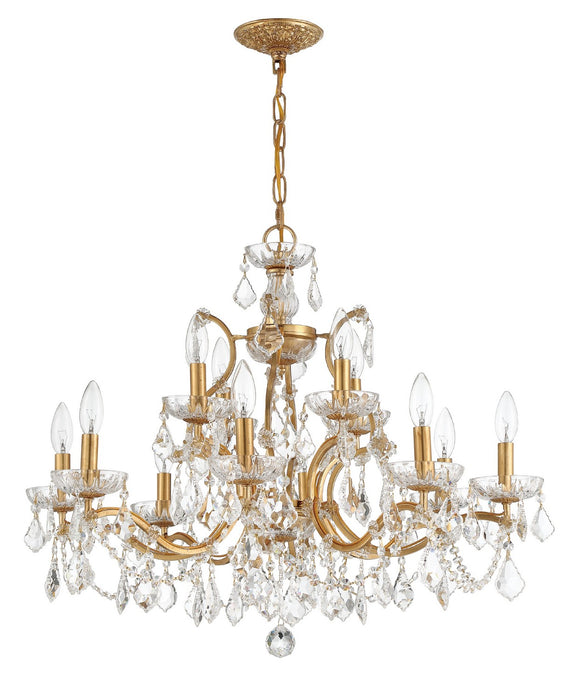 Crystorama 4456-GA-CL-MWP 12 Light Chandelier, Antique Gold