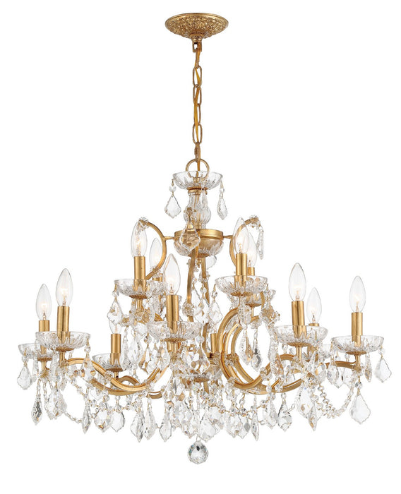 Crystorama 4456-GA-CL-MWP 12 Light Chandelier, Antique Gold
