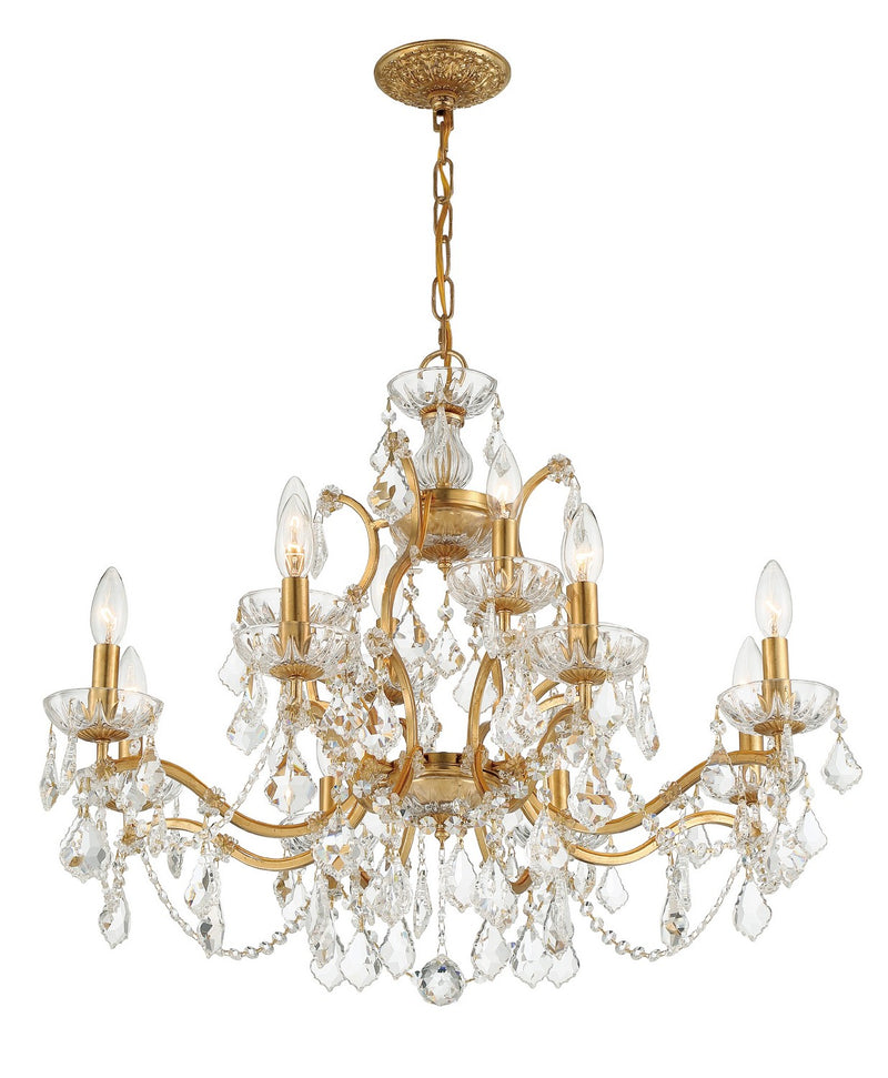 Crystorama 4456-GA-CL-S 12 Light Chandelier, Antique Gold