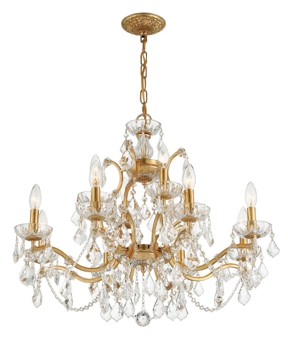 Crystorama 4456-GA-CL-SAQ 12 Light Chandelier, Antique Gold