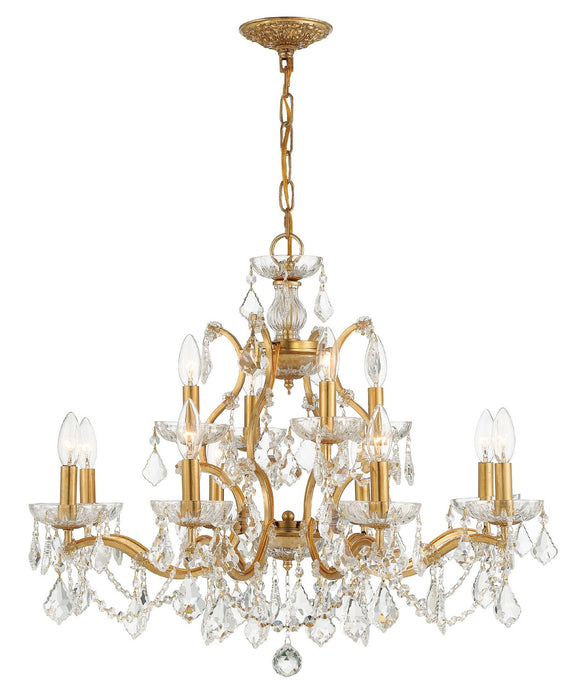 Crystorama 4456-GA-CL-SAQ 12 Light Chandelier, Antique Gold