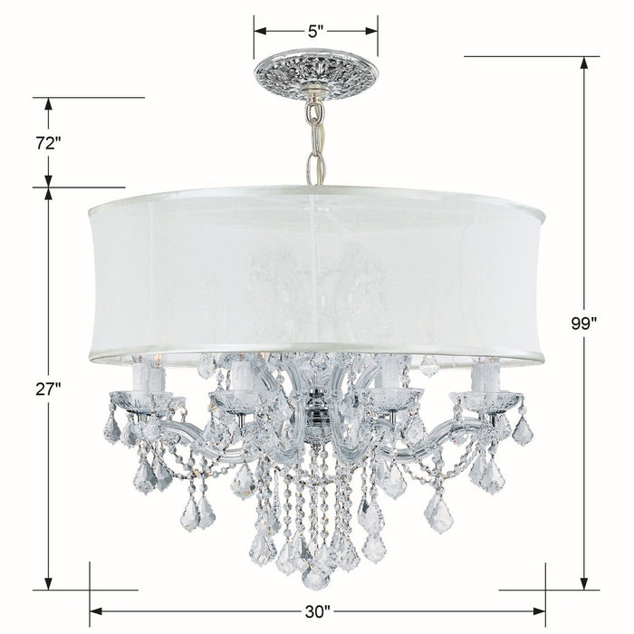 Crystorama 4489-CH-SMW-CL-S 12 Light Chandelier, Polished Chrome