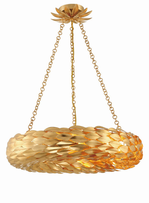Crystorama 536-GA Six Light Pendant, Antique Gold