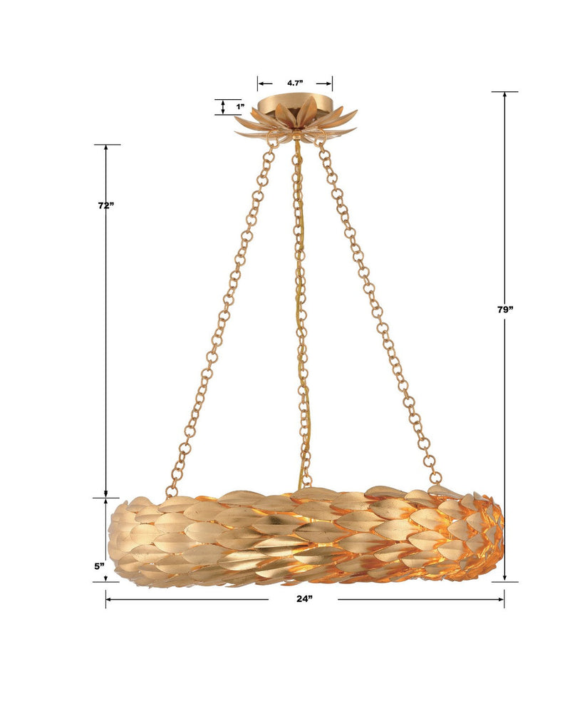 Crystorama 536-GA Six Light Pendant, Antique Gold (Display - Final Sale)