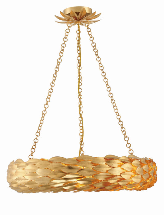 Crystorama 536-GA Six Light Pendant, Antique Gold