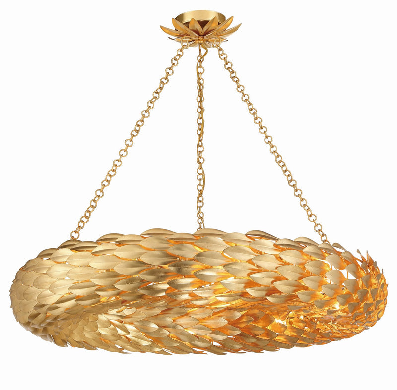 Crystorama 538-GA Eight Light Pendant, Antique Gold