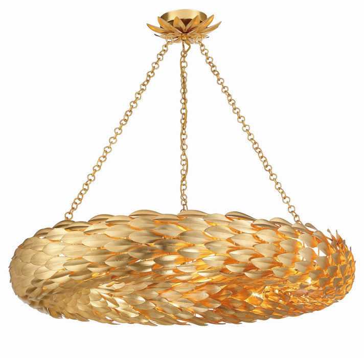 Crystorama 538-GA Eight Light Pendant, Antique Gold