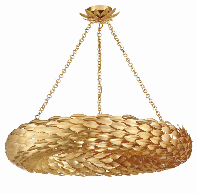 Crystorama 538-GA Eight Light Pendant, Antique Gold