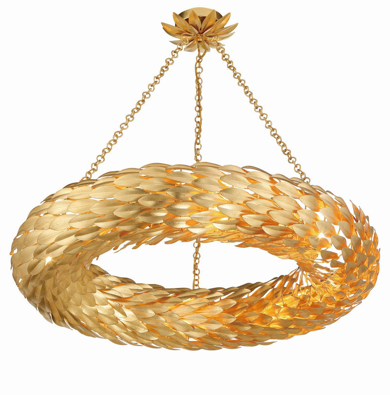 Crystorama 538-GA Eight Light Pendant, Antique Gold
