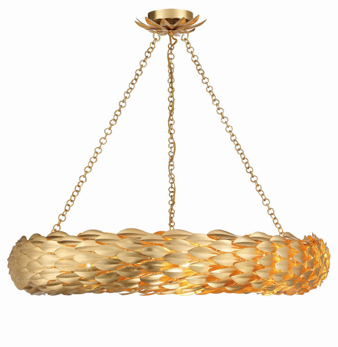 Crystorama 538-GA Eight Light Pendant, Antique Gold