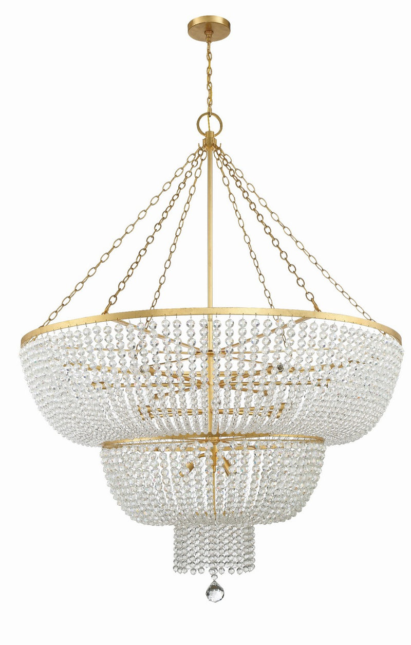 Crystorama 614-GA 15 Light Chandelier, Antique Gold