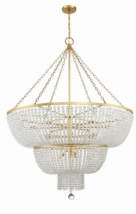 Crystorama 614-GA 15 Light Chandelier, Antique Gold