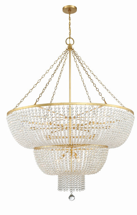 Crystorama 614-GA 15 Light Chandelier, Antique Gold