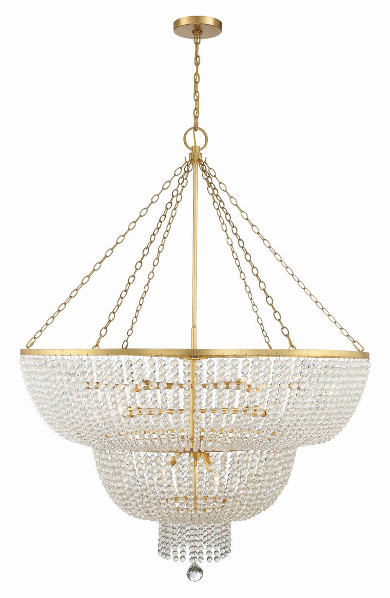 Crystorama 614-GA 15 Light Chandelier, Antique Gold
