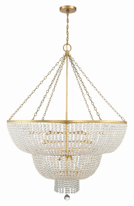 Crystorama 614-GA 15 Light Chandelier, Antique Gold