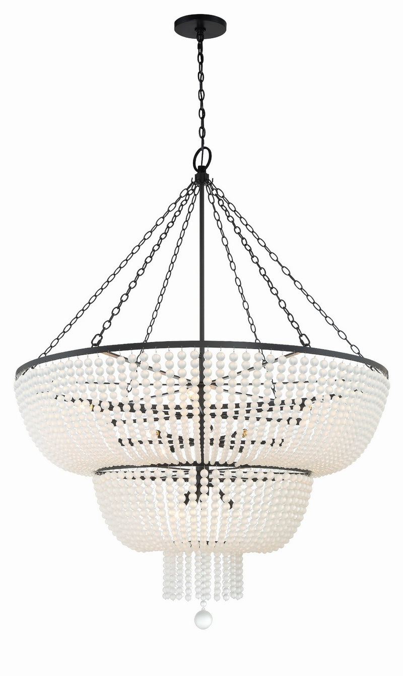 Crystorama 614-MK 15 Light Chandelier, Matte Black