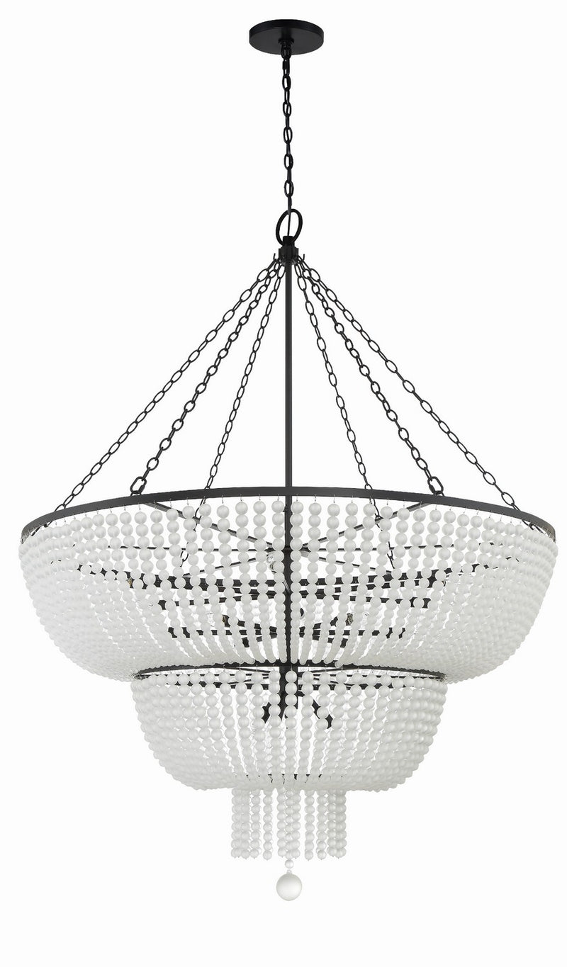 Crystorama 614-MK 15 Light Chandelier, Matte Black