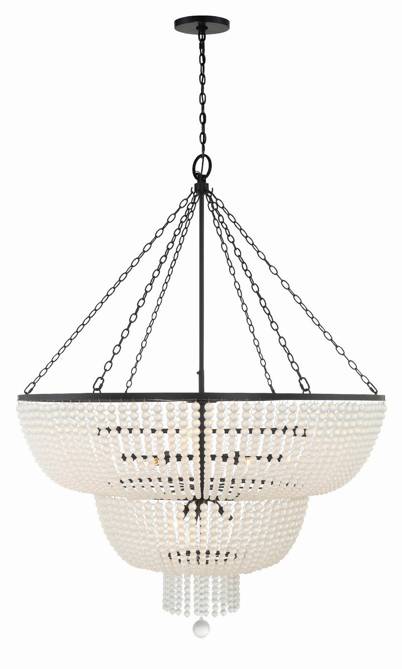 Crystorama 614-MK 15 Light Chandelier, Matte Black