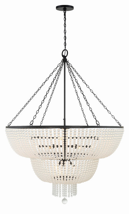 Crystorama 614-MK 15 Light Chandelier, Matte Black