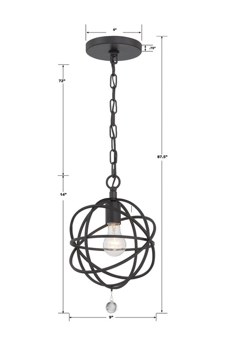 Crystorama 9220-BK One Light Pendant, Black