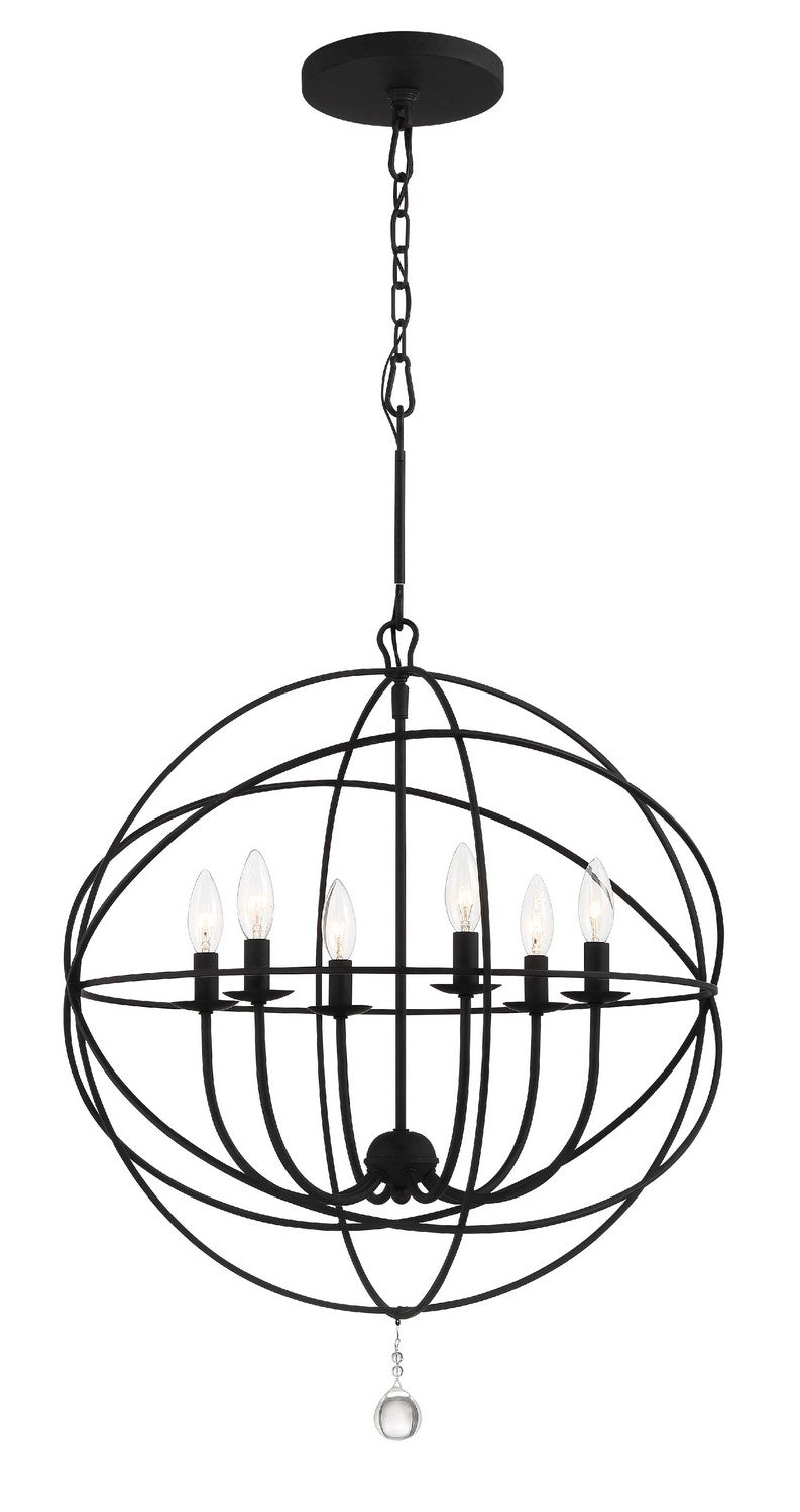 Crystorama 9228-BK Six Light Chandelier, Black