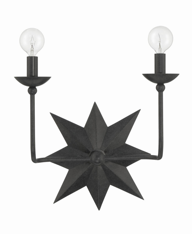 Crystorama 9232-BK Two Light Wall Sconce, Black