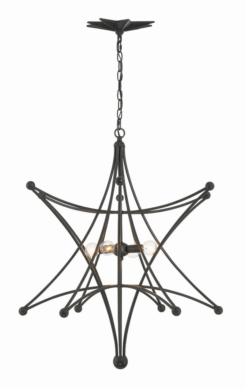 Crystorama 9236-BK Four Light Chandelier, Black