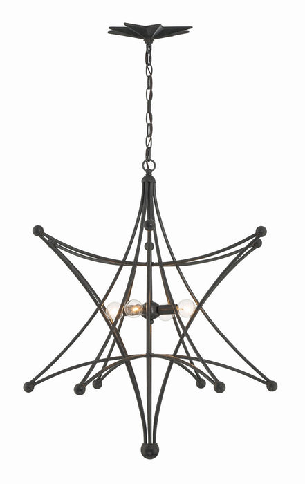 Crystorama 9236-BK Four Light Chandelier, Black