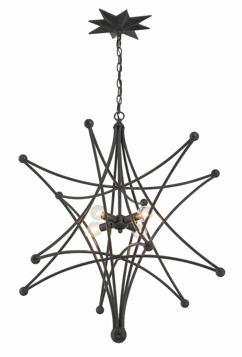 Crystorama 9236-BK Four Light Chandelier, Black