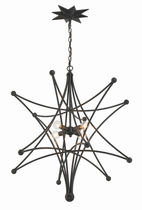 Crystorama 9236-BK Four Light Chandelier, Black