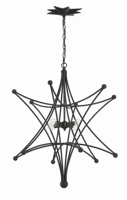Crystorama 9236-BK Four Light Chandelier, Black