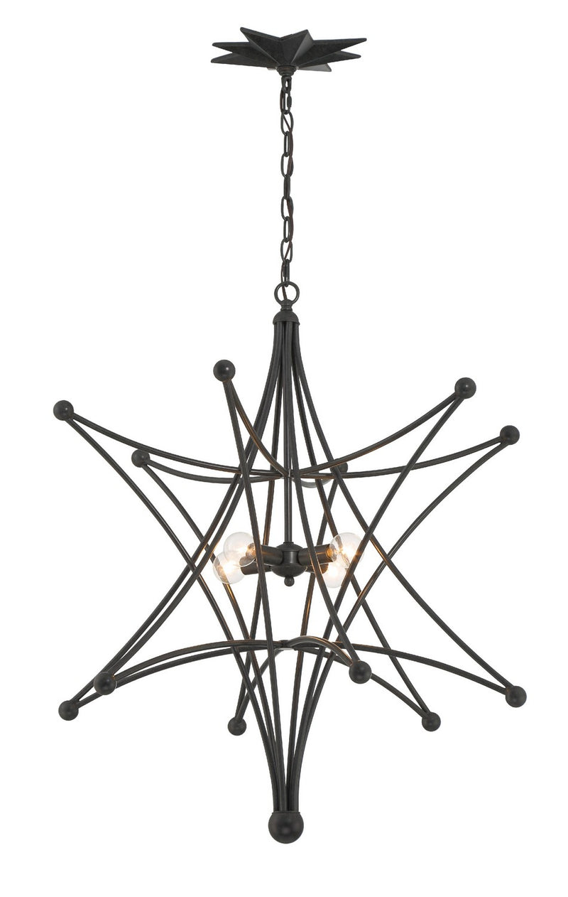 Crystorama 9236-BK Four Light Chandelier, Black