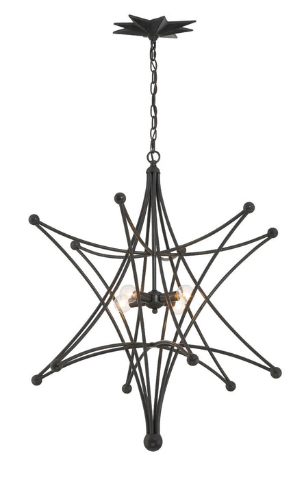 Crystorama 9236-BK Four Light Chandelier, Black