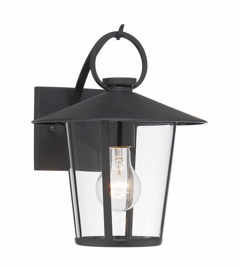 Crystorama AND-9201-CL-MK One Light Outdoor Wall Sconce, Matte Black