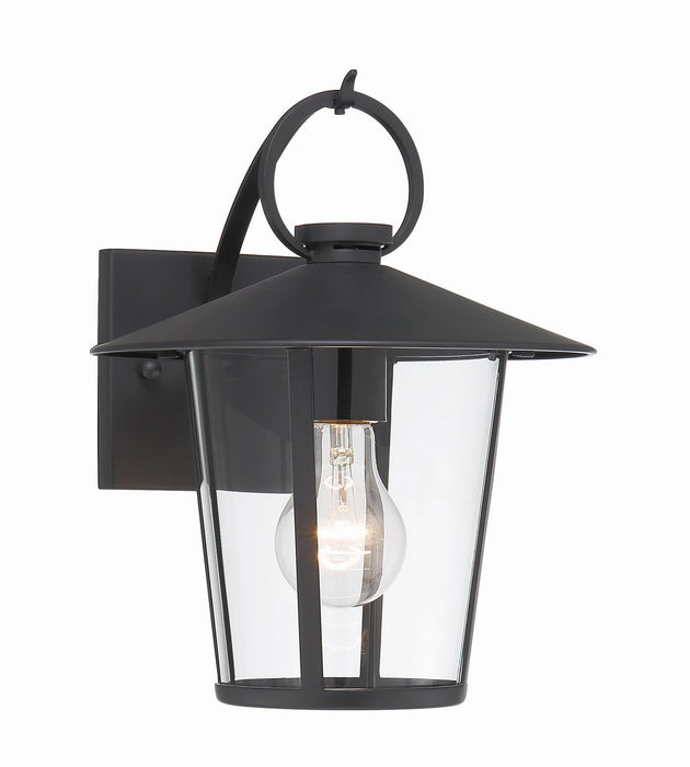 Crystorama AND-9201-CL-MK One Light Outdoor Wall Sconce, Matte Black