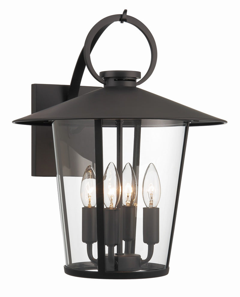 Crystorama AND-9202-CL-MK Four Light Outdoor Wall Sconce, Matte Black