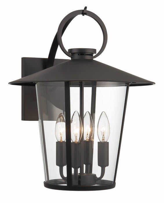 Crystorama AND-9202-CL-MK Four Light Outdoor Wall Sconce, Matte Black