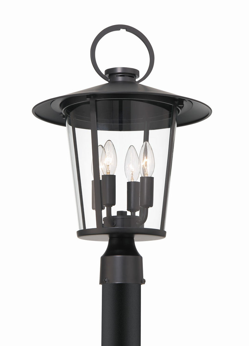 Crystorama AND-9209-CL-MK Four Light Outdoor Post Mount, Matte Black