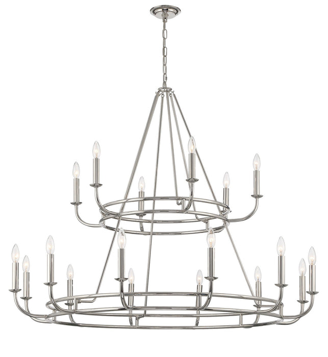 Crystorama BAI-A2109-PN 18 Light Chandelier, Polished Nickel