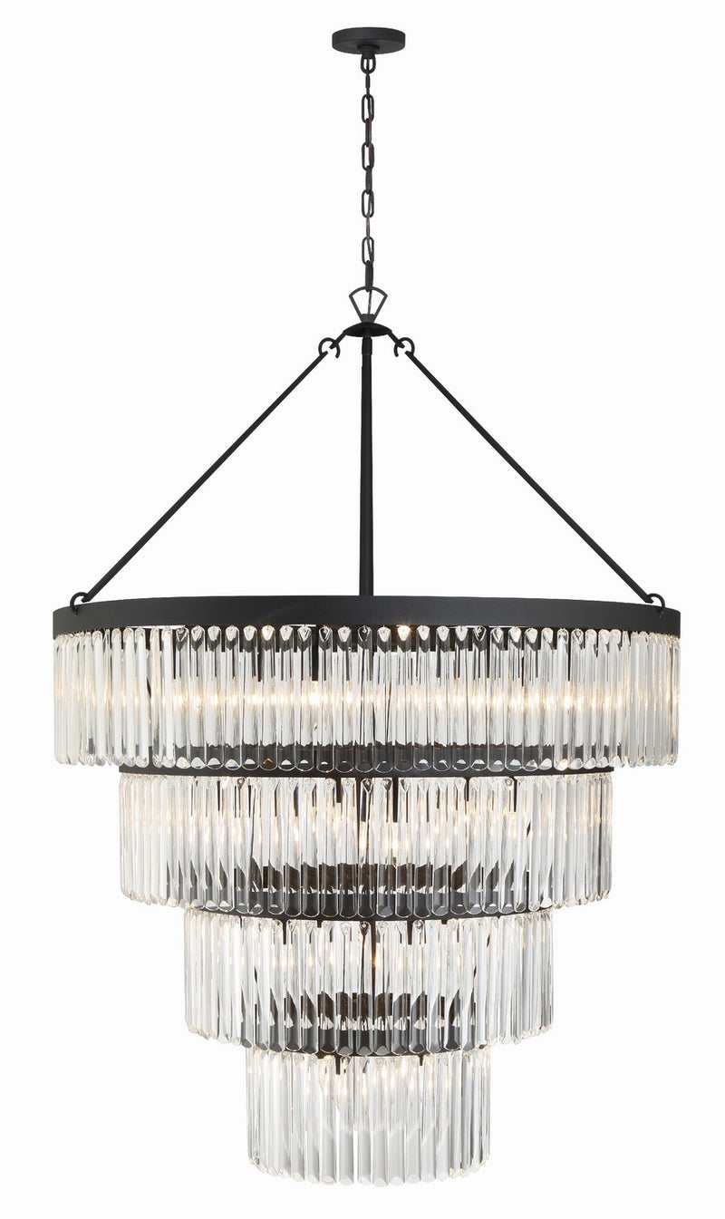 Crystorama EMO-5409-BF 22 Light Chandelier, Black Forged