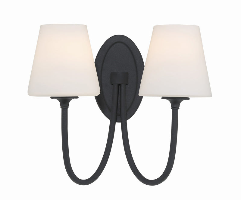 Crystorama JUN-10322-BF Two Light Wall Sconce, Black Forged