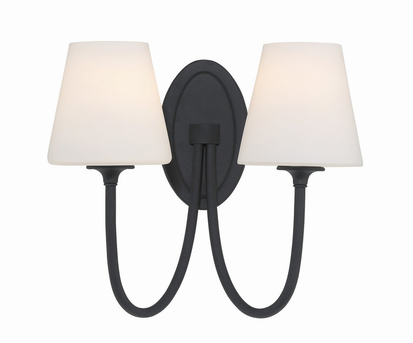 Crystorama JUN-10322-BF Two Light Wall Sconce, Black Forged