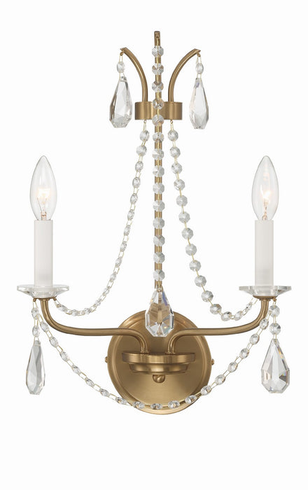Crystorama KAR-90902-AG-CL-MWP Two Light Wall Sconce, Aged Brass