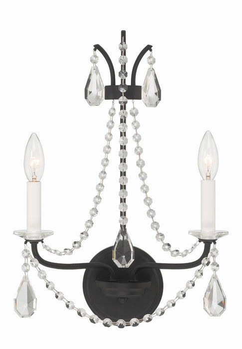 Crystorama KAR-90902-MK-CL-MWP Two Light Wall Sconce, Matte Black