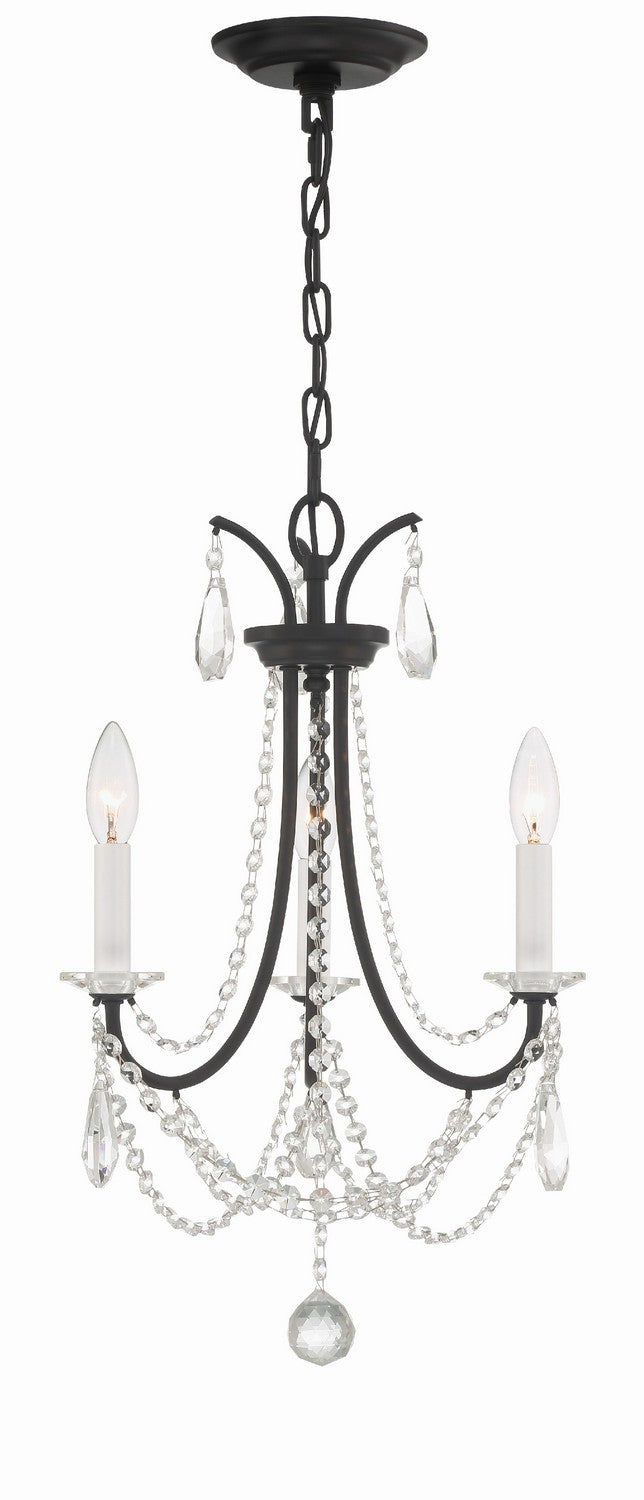 Crystorama KAR-90903-MK-CL-MWP Three Light Mini Chandelier, Matte Black