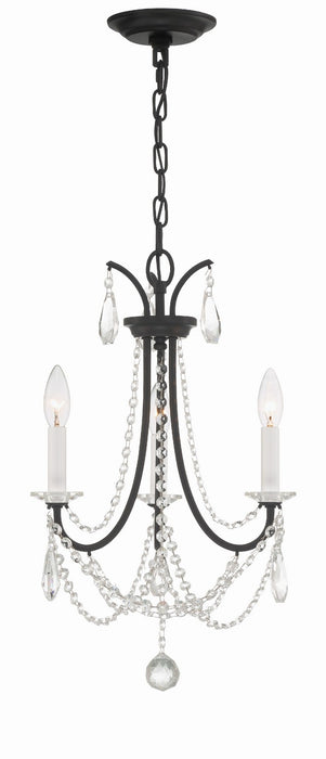 Crystorama KAR-90903-MK-CL-MWP Three Light Mini Chandelier, Matte Black