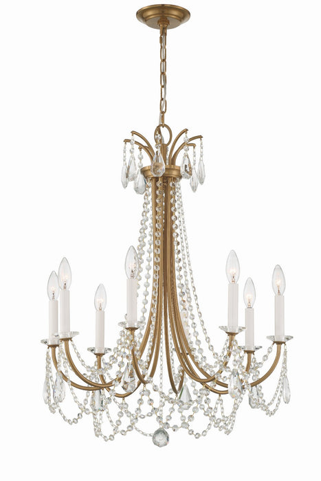 Crystorama KAR-90908-AG-CL-MWP Eight Light Chandelier, Aged Brass